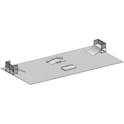 Exemple de configuration pour une plateforme enrobé de 25 x 12 m : lanceur courbe/lanceur droit/fun box "Geveze"/trottoir avec s