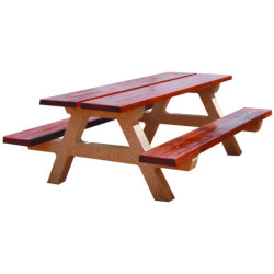 Modèle plateau + assise aspect bois et piètement gravillons