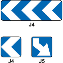 panneaux routiers J4 et J5 - Balise de virage et contournement