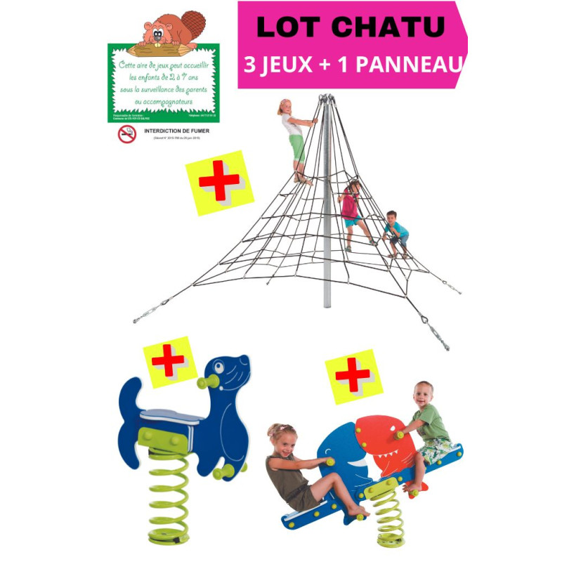 LOT AIRE DE JEUX CHATU + 1 PANNEAU AIRE DE JEUX