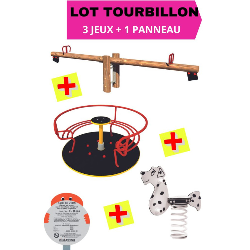 LOT TOURBILLON : 3 JEUX + 1 PANNEAU AIRE DE JEUX