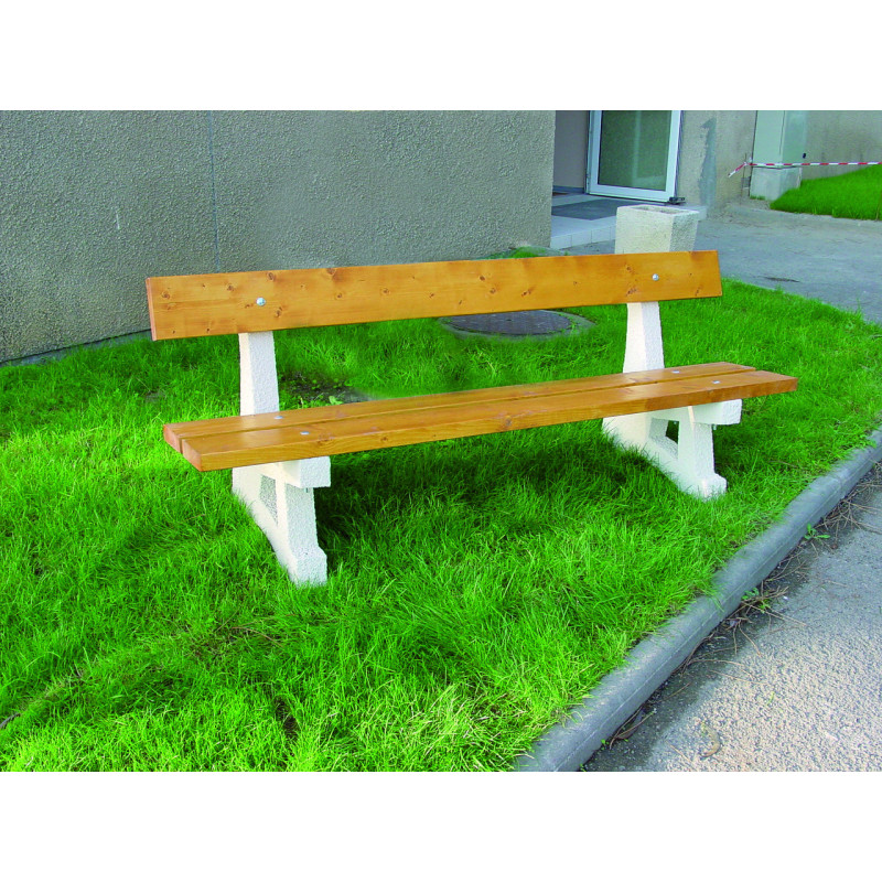 banc public en béton et bois Fredi