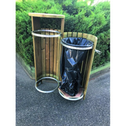 poubelle bois ronde Caraca