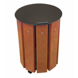 corbeille urbaine bois Léa ronde exotique