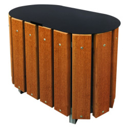 corbeille tri Léa 2 flux en bois exotique