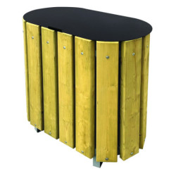 corbeille tri sélectif Léa XL 2 flux en pin