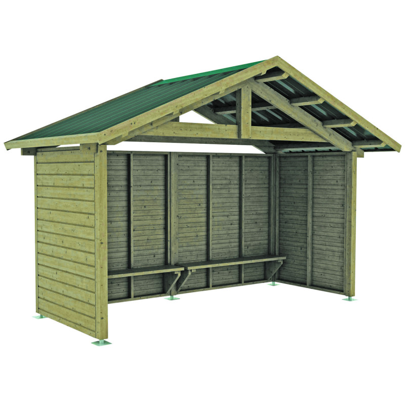 abri Double Pente bois L. 190 ou 370 cm