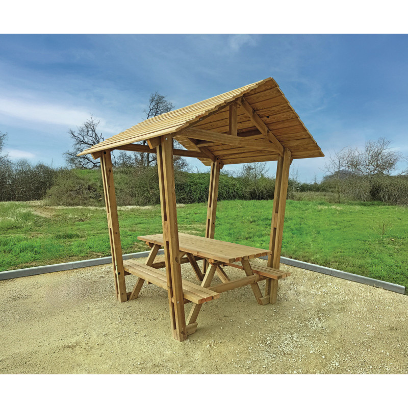 table pique nique couverte Forestière