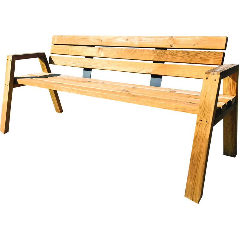 banc bois avec accoudoirs