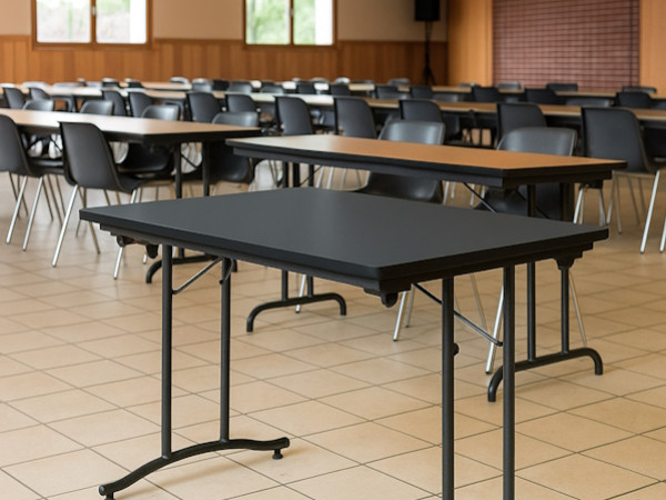 Table amphi pour collectivité : une solution robuste, pratique et empilable !