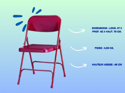Zoom sur notre chaise pliable en métal pour collectivités !
